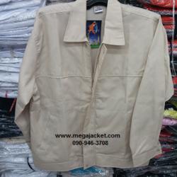 ขาย  เสื้อแจ๊คเก็ตตัดต่อแบบ A เสื้อแจ็คเก็ตสีครีม ผ้าคอม+รับปัก logo เสื้อแจ็คเก็ต 093-632-6441