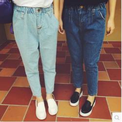 JEANS  กางเกงยีนส์เอวสูง ทรงหลวม แฟชั่นสำหรับผู้หญิงแนวเซอร์ korean  version  style  fashion   