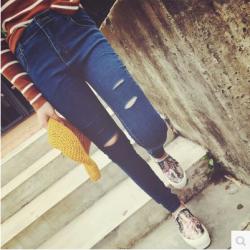 JEANS  กางเกงยีนส์เอวสูง ทรงสกินนี่แฟชั่นสำหรับผู้หญิง korean/japanese  version  style  fashion  
