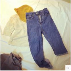 JEANS  กางเกงยีนส์เอวสูงแฟชั่นสำหรับผู้หญิงทรงบอยเฟรนด์ korean/japanese  jeans  fashion
