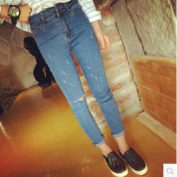 JEANS  กางเกงยีนส์เอวสูง แฟชั่นสำหรับผู้หญิง Harajuku  Japanese  and  korean  jeans   fashion