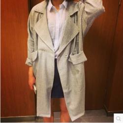 LONG  SUIT  JACKETS เสื้อคลุมตัวยาว  แฟชั่นเสื้อผ้าสำหรับผู้หญิงแนววินเทจ plaid long  suit jacket Korean version