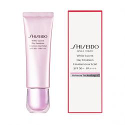 Shiseido White Lucent Day Emulsion SPF 50+ PA+++ 50 ml. มอยส์เจอร์ดูแลผิวระหว่างวันสูตรไวท์เทนนิ่ง ในรูปแบบเนื้ออิมัลชั่นบางเบา มอบประสิทธิภาพผิวชุ่มชื่นตลอดวัน พร้อมช่วยลดเลือนจุดด่างดำ ปรับโทนสีผิวให้สม่ำเสมอ เรียบเนียน ดูกระจ่างใส อีกทั้งปก