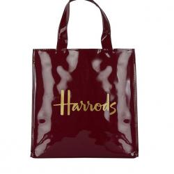 Harrods ไซส์ Small   รุ่น Small Logo Shopper Bag สี Burgundy  (กระดุม) **พร้อมส่ง