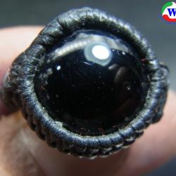 แหวนเชือกเทียนถัก ไหลน้ำพี้สีดำ เบอร์ 53 เส้นผ่าวงใน 17 มม.หัวกลม 17 มม. หนา 7 มม.