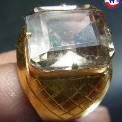 แหวนโลหะชุบทอง 7.13 กรัม Smoky quartz เบอร์ 65 เส้นผ่าวงใน 22.5 มม.