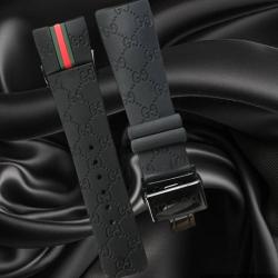 สายนาฬิกา แบบสายยางซิลิโคน สีดำ-ดำ ใช้สำหรับ Gucci Digital Watch