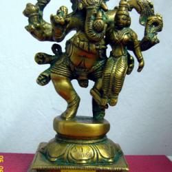 PI039 พระพิฆเนศวรอุ้มชายา เนื้อทองเหลือง Brass Ganesh