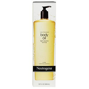 Neutrogena Body Oil Light Sesame Formula 946 ml. นูโทรจีน่าบอดี้ออยล์ นำเข้าจากอเมริกา ออยทาผิวสำหรับผู้ที่มีผิวแห้งกร้าน ไม่เหนียวเหนอะหนะ แต่คงความชุ่มชื่นได้ยาวนาน มีส่วนผสมของน้ำมันงาอุดมไปด้วยวิตามินอี ช่วยทำให้ผิวเต่งตึง นุ่มเนียน กระชับ