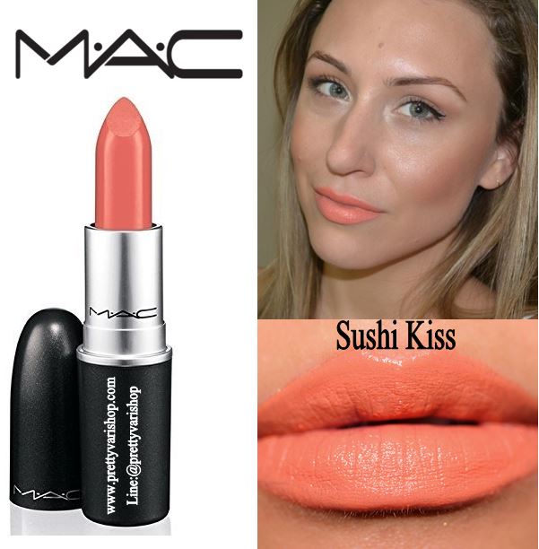 MACSatinLipstick #Sushi Kiss สีส้มพีชเนื้อซาติน ลิปสติกเนื้อซาติน เนื้อสัมผัสนุ่มลื่นแต่เนื้อสีเข้มข้น ระดับปกปิดปานกลางถึงมาก ให้ฟินนิชแบบซาติน