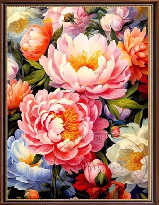 Peony blooming (พิมพ์ลาย)