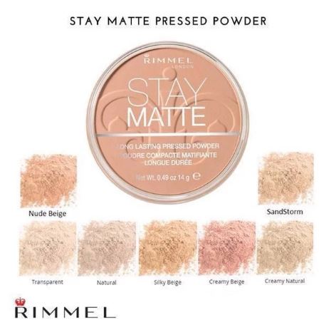 *พร้อมส่ง*Rimmel Stay Matte Pressed Powder 14 g. แป้งควบคุมความมันบนใบหน้าได้ยาวนาน เนื้อแป้งมิเนอรัลอัดแข็งบางเบา โปร่งสบายทำให้แต่งหน้าออกมาดูเป็นธรรมชาติ ผสมแร่ธาตุที่มีประโยชน์ ไม่อุดตันรูขุมขน ควบคุมความมันได้อย่างยาวนาน โดยเฉพาะคนที่อยากให้ด