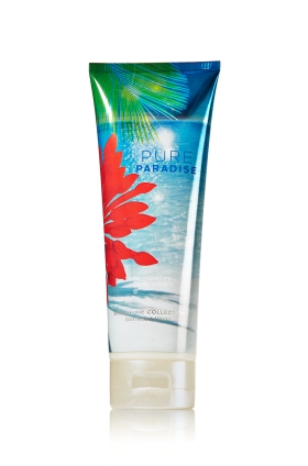 Bath & Body Works Pure Paradise 24 Hour Moisture Ultra Shea Body Cream 226g. บอดี้ครีมถนอมผิวกลิ่นหอมติดผิวกายนานตลอดวัน กลิ่นหอมหวานสดชื่นๆ แนวทรอปริคอล กลิ่นผลไม้หอมละมุนกลมกล่อม ให้ความรู้สึกผ่อนคลาย แอบเซ็กซี่เล็กๆจ๊ะ แพคเกจสวยน่