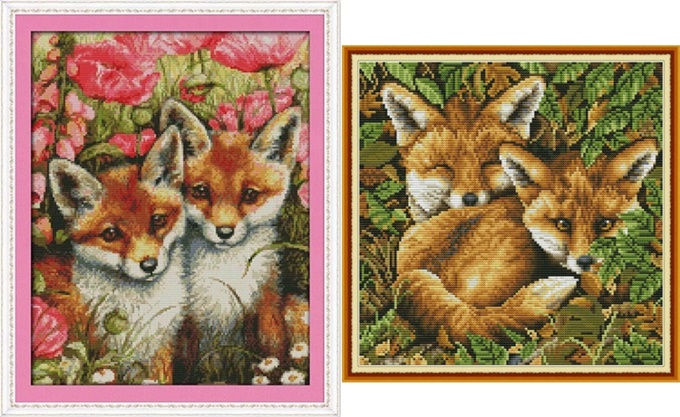 Two foxes (ไม่พิมพ์/พิมพ์ลาย)