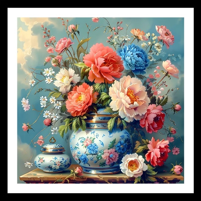 Peony vase (พิมพ์ลาย)