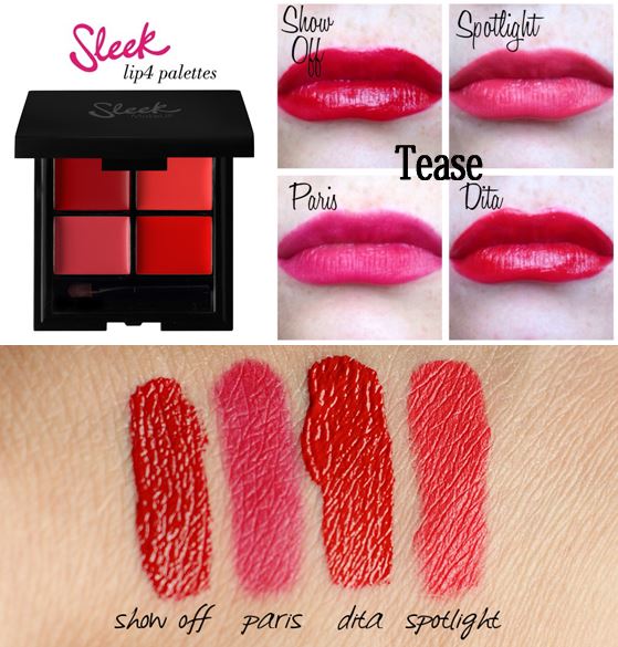 **พร้อมส่ง**Sleek Lip 4 Lipstick Palette # Tease 856 ลิปพาเลทใหมล่าสุด 4 สี โทนสีแดง สีแรงแดงได้อีกคร้า เพื่อการ Mix and Match ที่สนุกสนานยิ่งขึ้น โดยในพาเลทได้รวบรวมลิปสติกเนื้อแมทช์, ลิปกรอส, สิปเนื้อซาติน, ลิปสีสวยคมชัด ติดทนนาน คุณภาพเทียบเท่าแบรนด์ดั