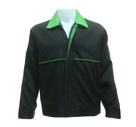 ขายส่งเสื้อแจ็คเก็ตสำเร็จรูป ผ้าคอมสีดำ+ปกสีเขียว  รับปัก logo เสื้อแจ็คเก็ตพร้อมส่ง 093-632-6441