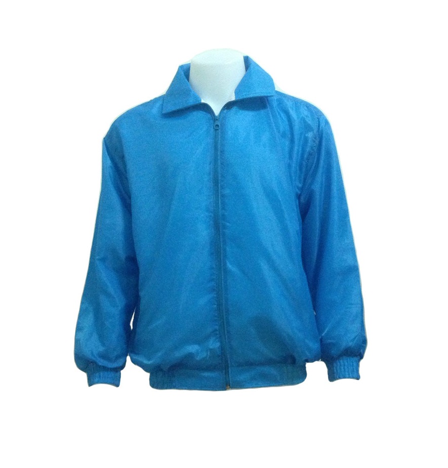 Jacket แจ็คเก็ตผ้าร่ม สีฟ้า ขายส่งแจ็คเก็ตผ้าร่มราคาโรงงาน สกรีน logo 093-632-6441