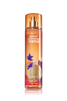 Bath & Body Works Sweet Cinnamon Pumpkin Fine Fragrance Mist 236 ml. สเปร์ยน้ำหอมที่ให้กลิ่นติดกายตลอดวัน กลิ่นหอมของชินนามอน กับฟักทอง ผสมกันให้กลิ่นเหมือนกลิ่นแอปเปิ้ล ผสมวนิลลาค่ะ หอมแบบนุ่มๆอบอวลกลิ่นวนิลลาค่ะ