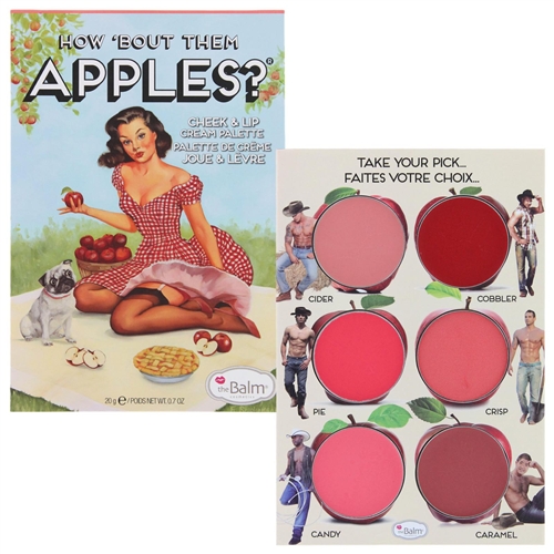 The Balm How 'Bout Them Apples พาเลทล่าสุดจาก theBalm ที่รวมเอา ลิปและครีมบรัชเอาไว้ถึง 6 สี เนื้อครีมสามารถใช้ได้ทั้งเป็นลิปสติกและครีมบลัช เป็นสูตรใหม่ที่ the balm ทำมาได้เรียบเนียนมาก สีไม่ซีดจาง