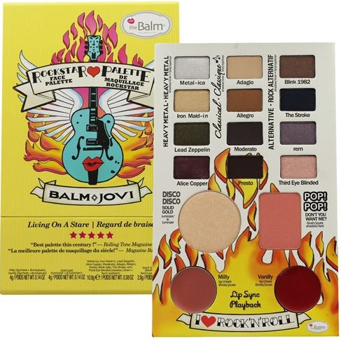 The Balm Balm Jovi Rockstar Face Palette พาเลทรุ่นใหม่ หัวใจร็อค ประกอบด้วยอายชาโดว์ 12 โทนสี ไฮไลท์ บรัชออนสีพีช หวานนิด ๆ เปรี้ยวหน่อย ๆ ความมหัศจรรย์มากกว่านั้น ลิปเนื้อครีม 2 โทนสีสุดชิค Milly และ Vanilla ปรับลุคให้สวยสะดุดตา