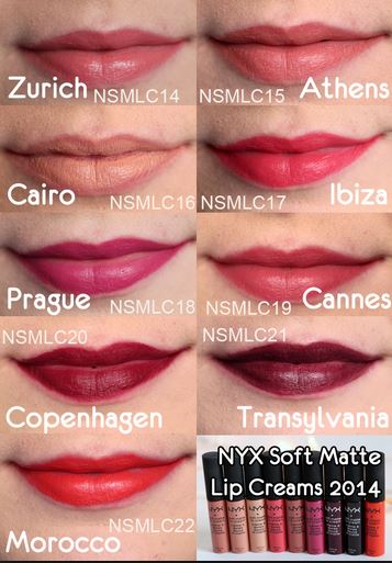 **พร้อมส่ง**สีใหม่ล่าสุด ปี 2014 NYX Soft Matte Lip Cream มีให้เลือก 9 สีสวย ใครที่ไม่ชอบทาลิปสติกและเบื่อความเหนอะหนะของลิปกรอส พบกับลิปสติกเนื้อแมทใหม่จาก NYX เนื้อลิปนุ่มมากกก.. ให้สีชัด เนื้อเป็นแบบแมทแต่ไม่ได้ทำให้ปากแห้งเพราะมีมอยซ์เจอไรเซอร์ 