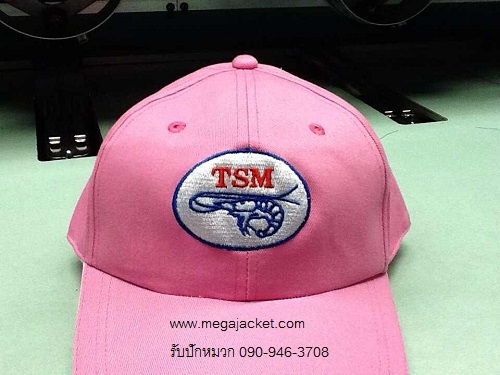 ตัวอย่างงานปักหมวกพนักงาน TSM ร้านเมก้าแจ็คเก็ต รับปักหมวกแก๊ป โทร 093-632-6441
