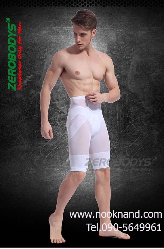 จัดโปร!กางเกงชายลดน้ำหนักกระชับช่วงล่าง White Men's Althletic Shaping Underwear Slimming Shorts