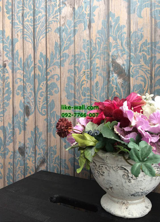 ผลงานวอลเปเปอร์ลายดอกไม้ พื้น ไม้ ติดที่ คอนโด เดอะนิช โมโน 