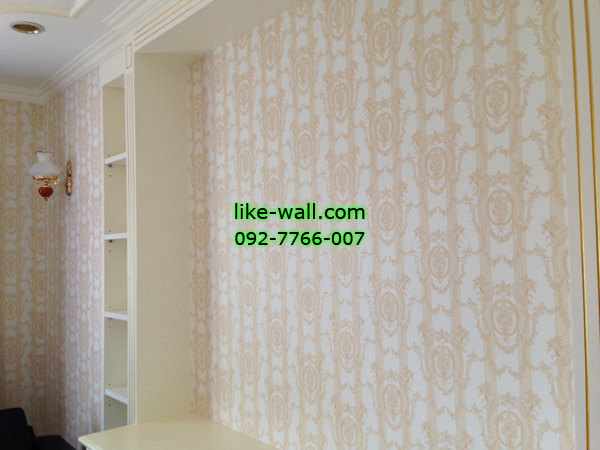 ผลงานวอลเปเปอร์ ติดที่ บ้านเดี่ยว นันทวัน พระราม 2 ลายหลุยส์ 