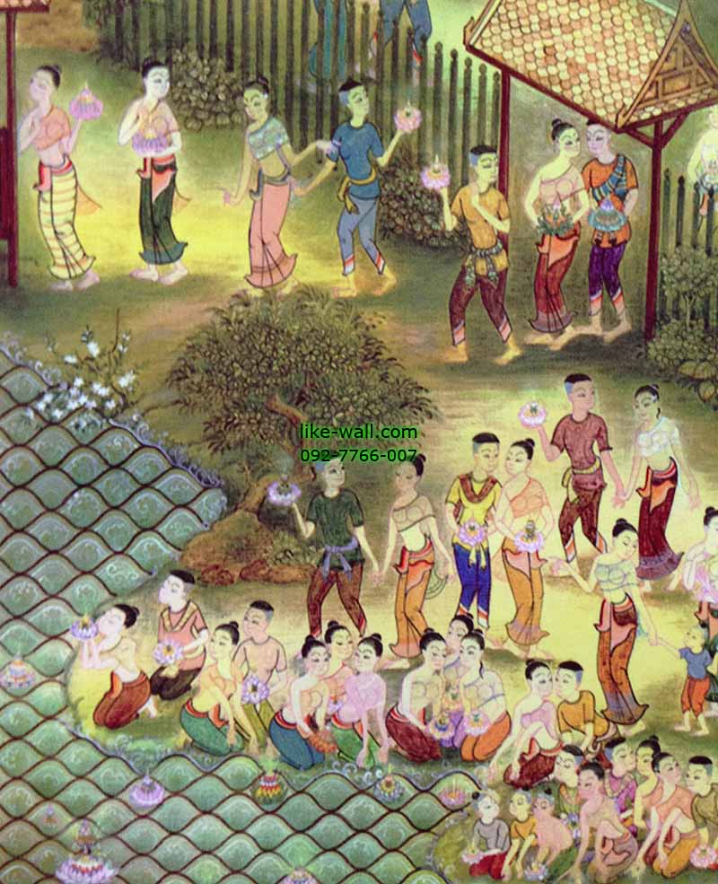 วอลเปเปอร์ติดผนัง ลายลอยกระทง