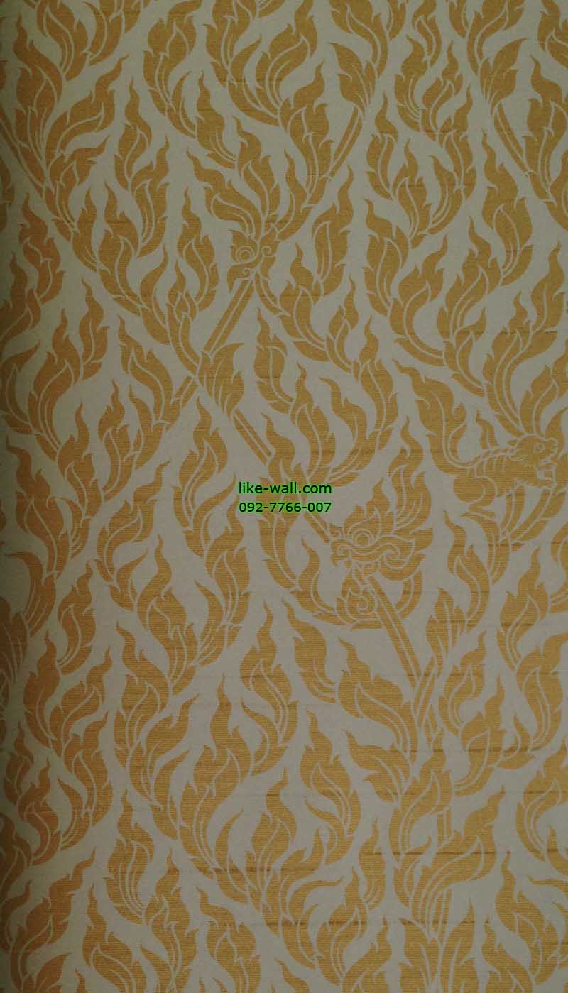 วอลเปเปอร์ติดผนัง ลายกนกเปลว สีขาว