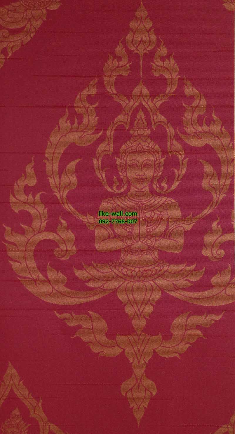 วอลเปเปอร์ติดผนัง ลายเทพพนมใหญ่ พื้นสีแดง
