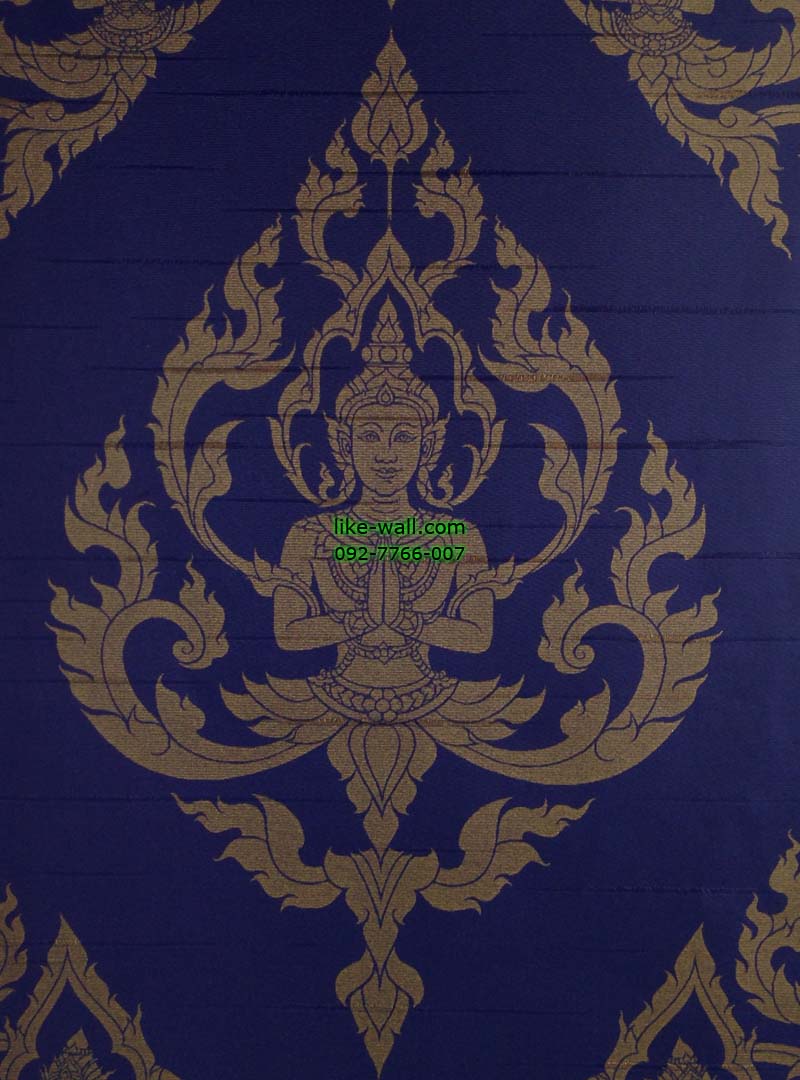 วอลเปเปอร์ติดผนัง ลายเทพพนมใหญ่ พื้นสีน้ำเงิน