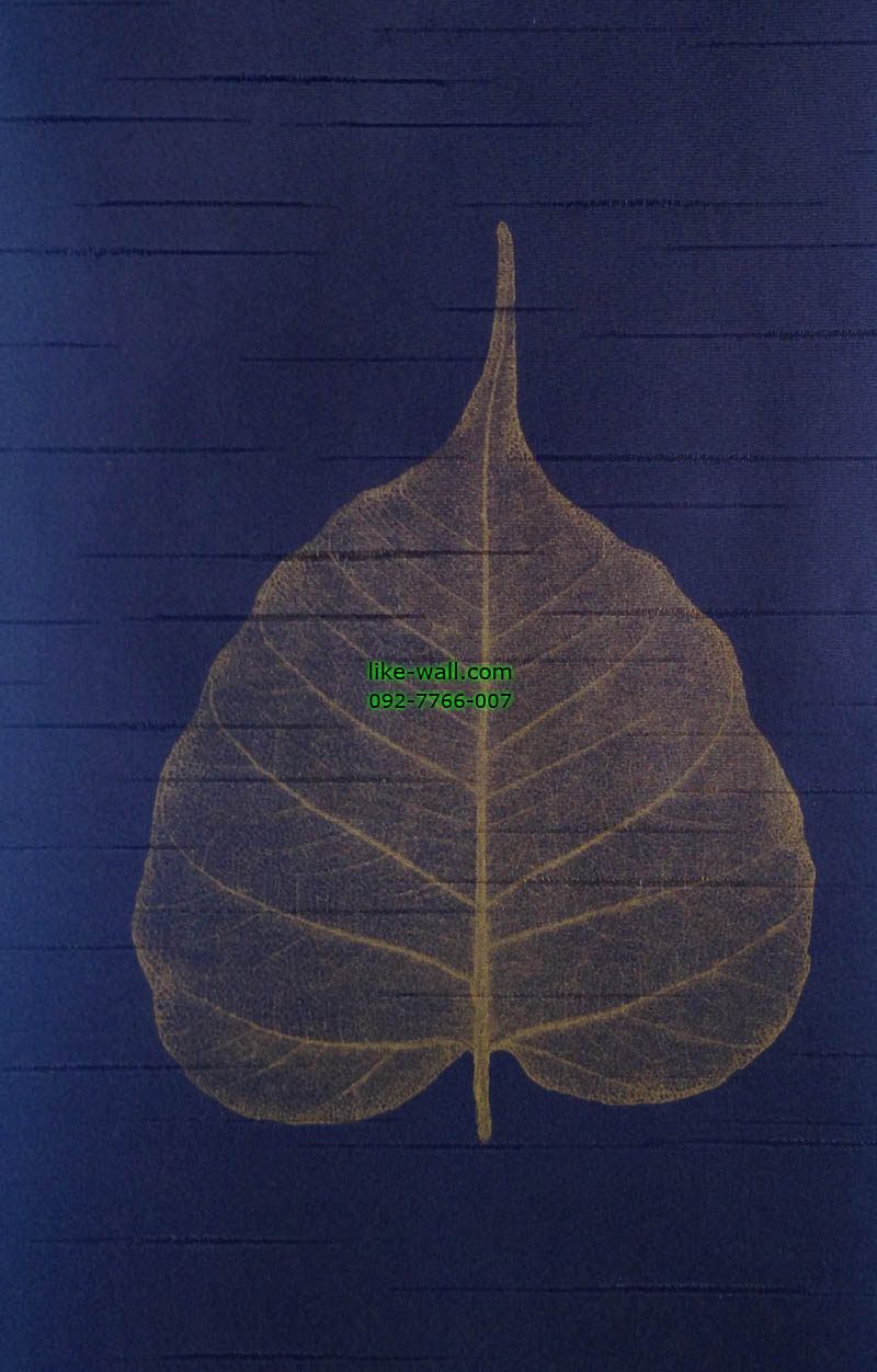 วอลเปเปอร์ติดผนัง ลายใบโพธิ์ พื้นสีน้ำเงิน