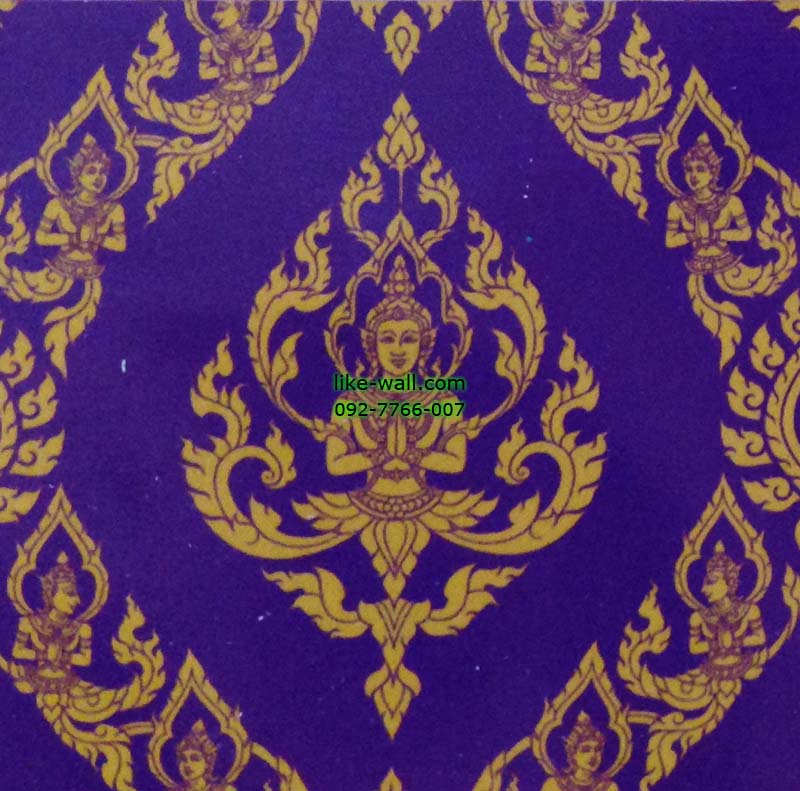 วอลเปเปอร์ติดผนัง ลายเทพพนมใหญ่ พื้นสีน้ำเงิน