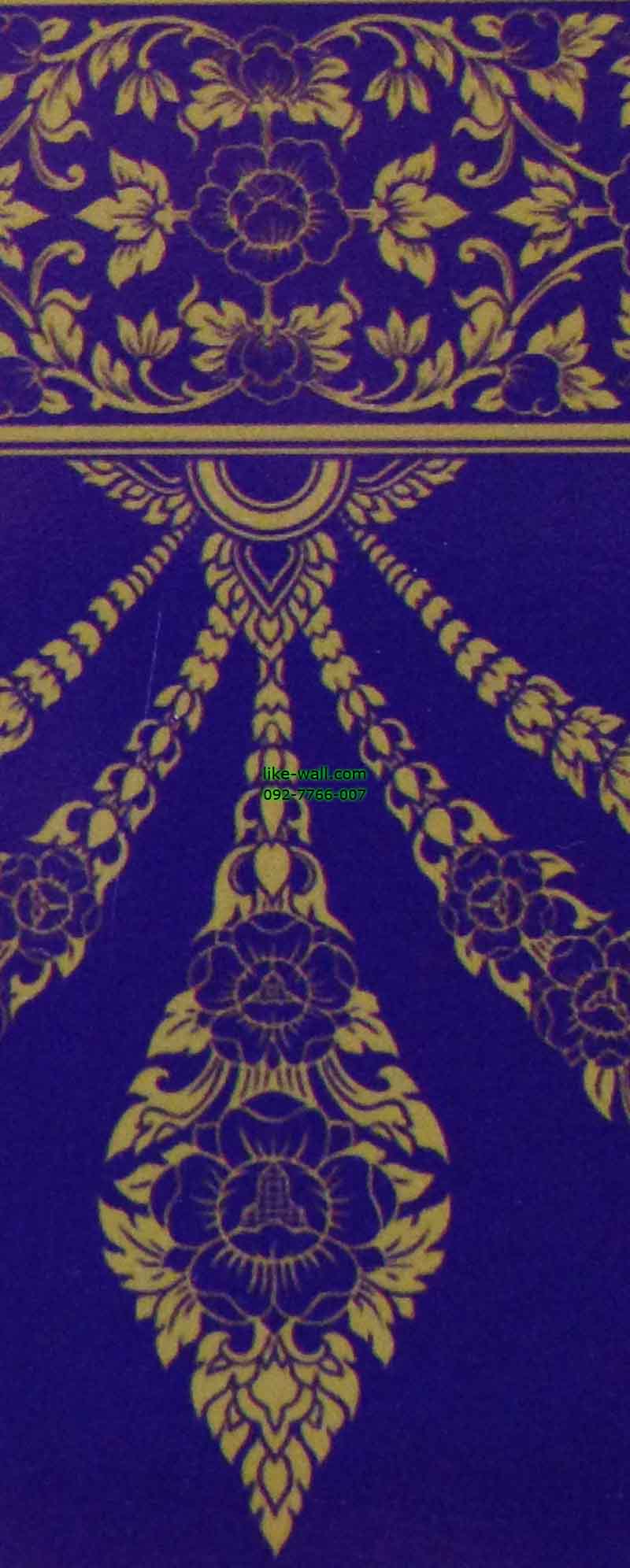 วอลเปเปอร์ติดผนัง ลายอุบะเฟื่อง พื้น สีน้ำเงิน