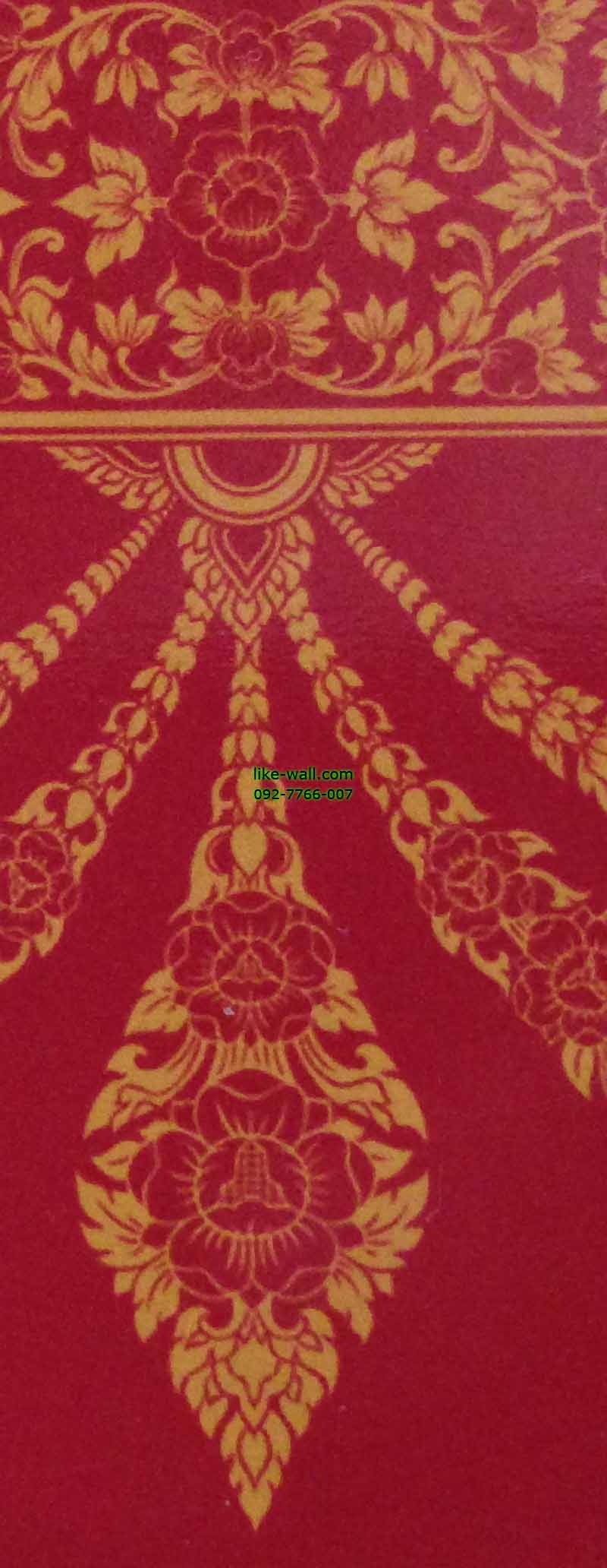วอลเปเปอร์ติดผนัง ลายอุบะเฟื่อง พื้น สีแดง