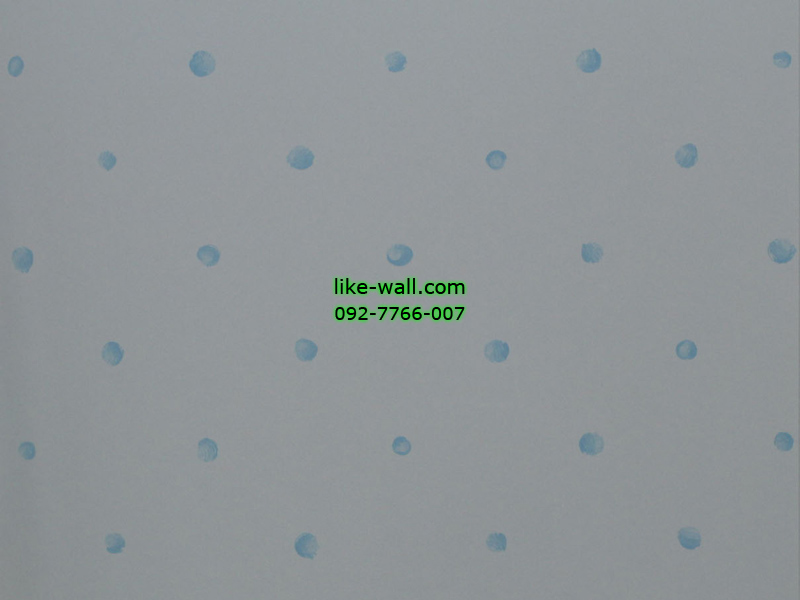 วอลเปเปอร์ติดผนังลายจุดสีฟ้า พื้นขาว