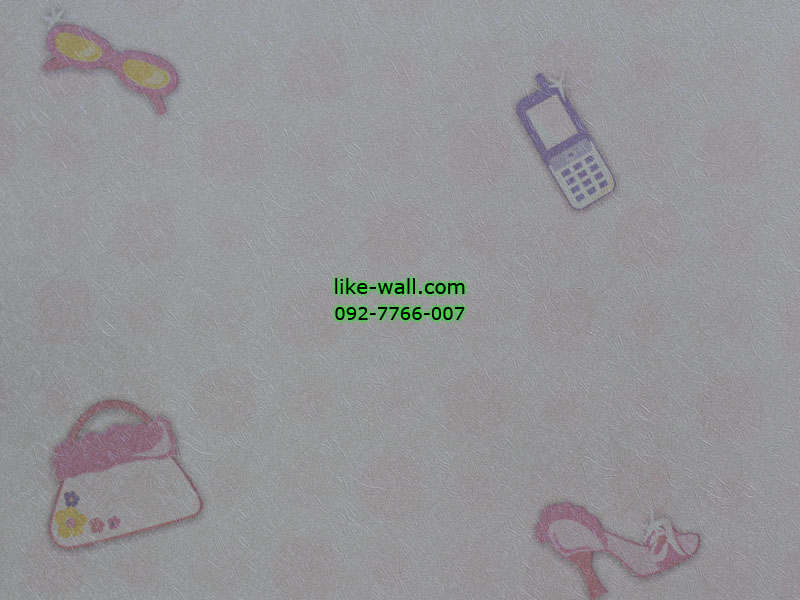 วอลเปเปอร์ติดผนังลายเครื่องประดับ พื้นสีชมพู