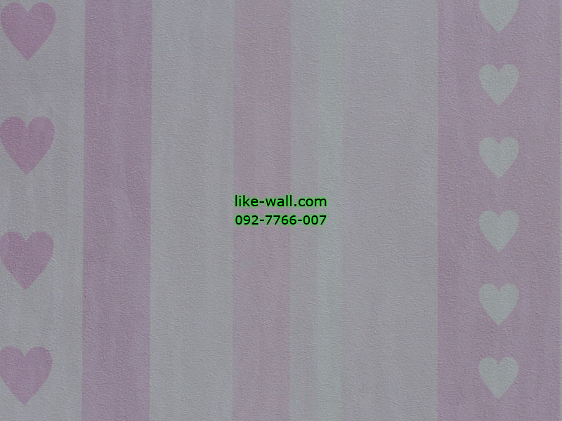 วอลเปเปอร์ติดผนังลายทางผสมลายหัวใจ