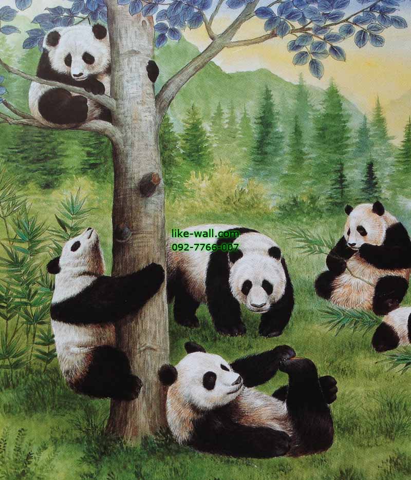 วอลเปเปอร์ติดผนัง ลาย Panda family