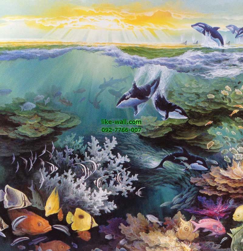 วอลเปเปอร์ติดผนัง ลาย Dancing Dolphins