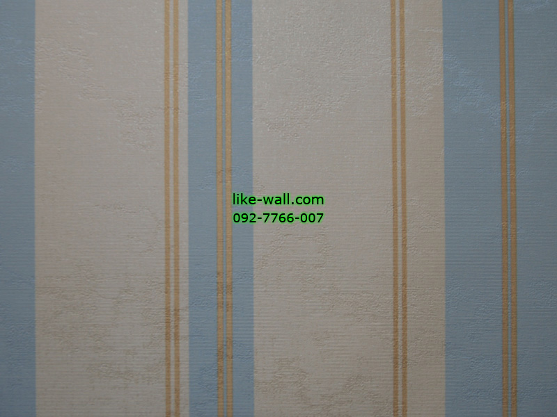 วอลเปเปอร์ติดผนังลายทางสีฟ้า และสีน้ำตาล