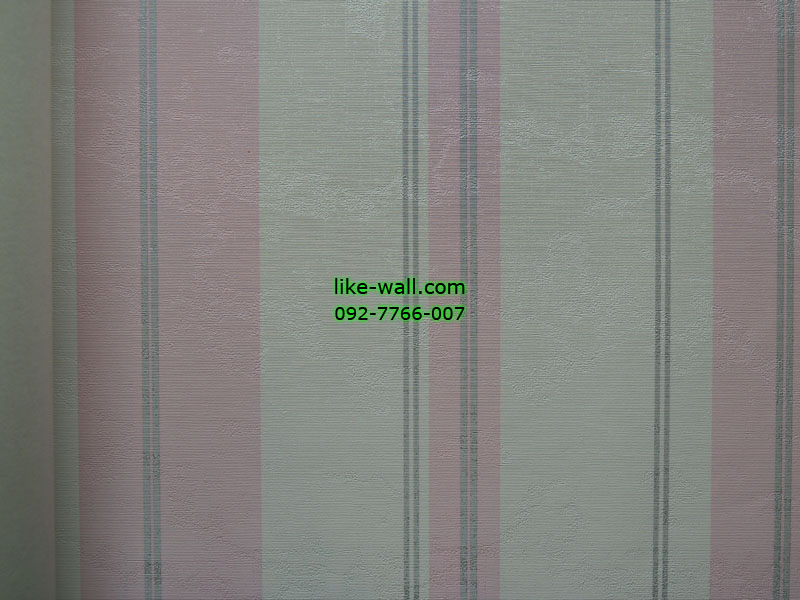 วอลเปเปอร์ติดผนังลายทางสีชมพูด ผสมลายเส้นสีเทา