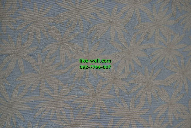 วอลเปเปอร์ติดผนังลายดอกไม้สีเหลือง พื้นสีฟ้า