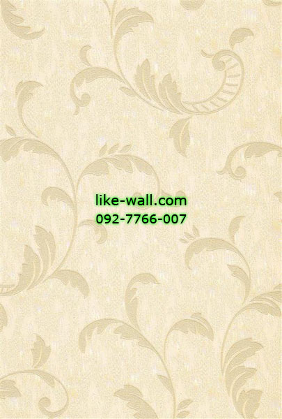 วอลเปเปอร์ติดผนังลายใบไม้สีทอง พื้นสีชมพูอ่อน