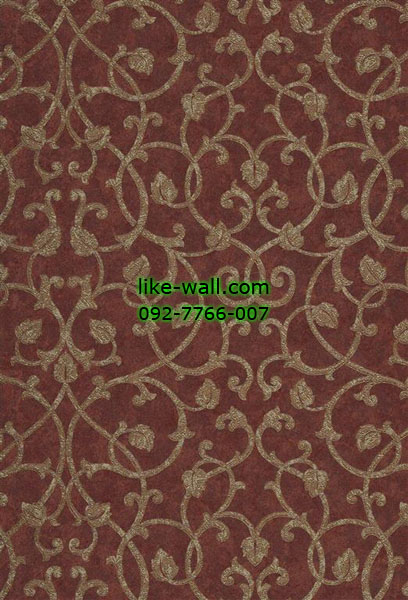 วอลเปเปอร์ติดผนังลายหลุยส์สีทอง พื้นสีแเดง