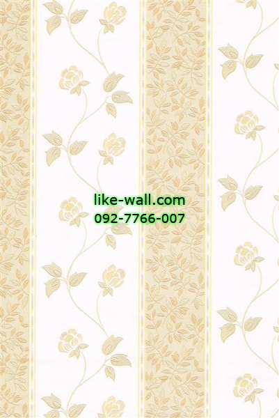 วอลเปเปอร์ติดผนังลายดอกไม้สีน้ำตาล พื้นสีขาว