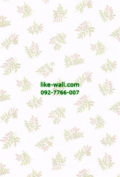 วอลเปเปอร์ติดผนังใบไม้สีเขียว พื้นขาว